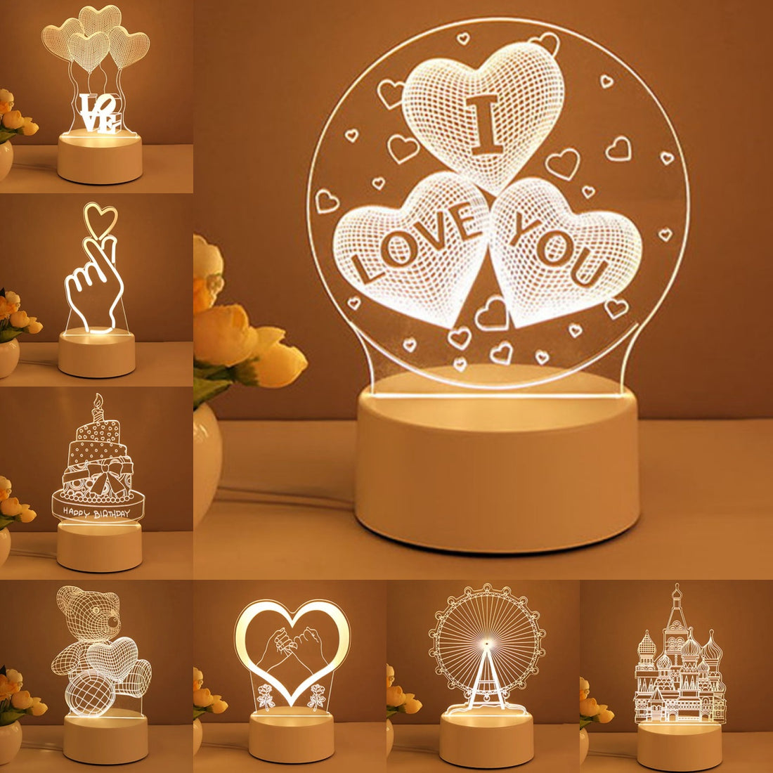 3D Lamp Acrylic USB LED Night Lights Neon Sign Lamp For Room Decor Valentines Day Gifts